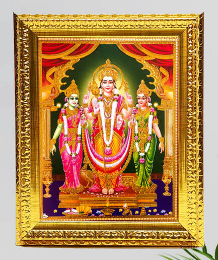 Gold Frame Murugan/Kartikeya – 12″ x 14″